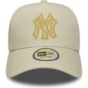 petten-gebogen-beige-snapback-dorado-e-frame-metallic-outline-van-new-york-yankees-mlb-van-new-era