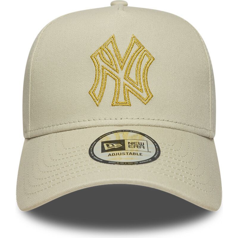 petten-gebogen-beige-snapback-dorado-e-frame-metallic-outline-van-new-york-yankees-mlb-van-new-era