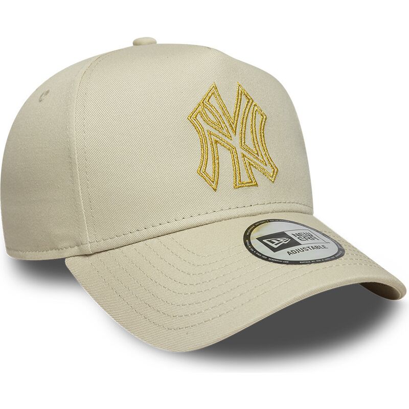 petten-gebogen-beige-snapback-dorado-e-frame-metallic-outline-van-new-york-yankees-mlb-van-new-era
