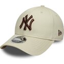 petten-gebogen-beige-snapback-9forty-m-crown-van-new-york-yankees-mlb-van-new-era