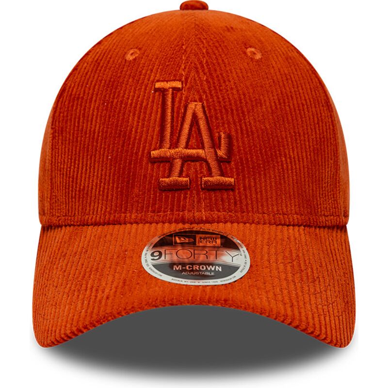 petten-gebogen-oranje-verstelbaar-9forty-m-crown-cord-van-los-angeles-dodgers-mlb-van-new-era