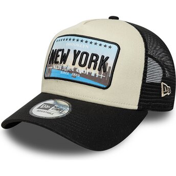 Petten gebogen zwart snapback A Frame License Plate van New York van New Era