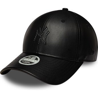 Petten gebogen zwart snapback 9FORTY M-Crown PU Diamante van New York Yankees MLB van New Era