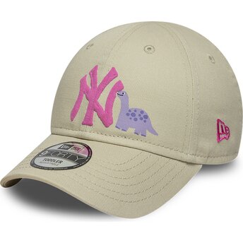Petten gebogen beige verstelbaar voor kinderen rosa 9FORTY Dino Icon van New York Yankees MLB van New Era