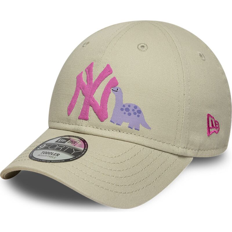 petten-gebogen-beige-verstelbaar-voor-kinderen-rosa-9forty-dino-icon-van-new-york-yankees-mlb-van-new-era
