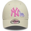 petten-gebogen-beige-verstelbaar-voor-kinderen-rosa-9forty-dino-icon-van-new-york-yankees-mlb-van-new-era
