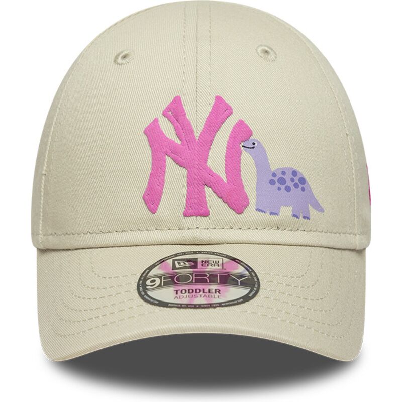 petten-gebogen-beige-verstelbaar-voor-kinderen-rosa-9forty-dino-icon-van-new-york-yankees-mlb-van-new-era