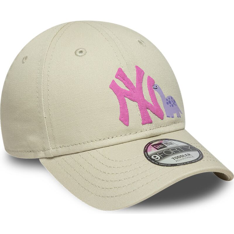 petten-gebogen-beige-verstelbaar-voor-kinderen-rosa-9forty-dino-icon-van-new-york-yankees-mlb-van-new-era
