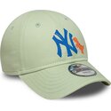 petten-gebogen-groen-verstelbaar-voor-kinderen-9forty-dino-icon-van-new-york-yankees-mlb-van-new-era