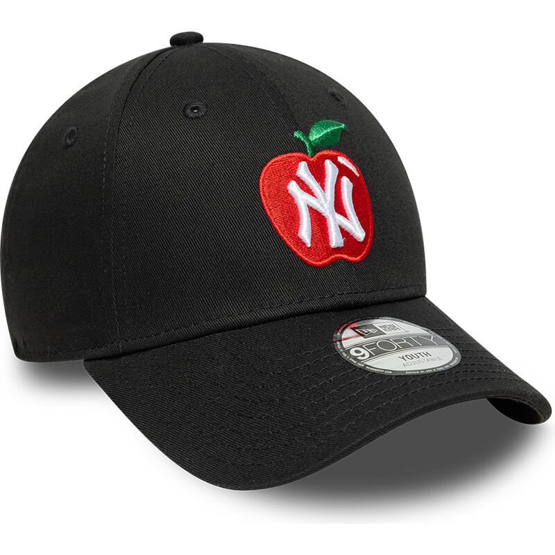 petten-gebogen-zwart-verstelbaar-voor-kinderen-9forty-fruit-icon-apple-van-new-york-yankees-mlb-van-new-era