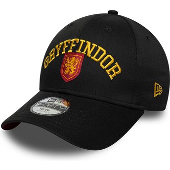 Petten gebogen zwart snapback voor kinderen 9FORTY Wordmark van Gryffindor Harry Potter van New Era