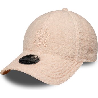 Petten gebogen roze snapback voor kinderen rosa 9FORTY M-Crown Winter Borg van New York Yankees MLB van New Era