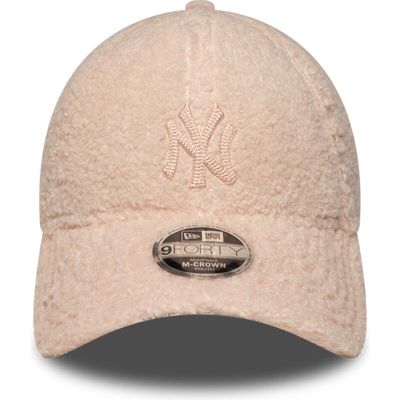 petten-gebogen-roze-snapback-voor-kinderen-rosa-9forty-m-crown-winter-borg-van-new-york-yankees-mlb-van-new-era