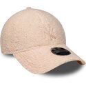 petten-gebogen-roze-snapback-voor-kinderen-rosa-9forty-m-crown-winter-borg-van-new-york-yankees-mlb-van-new-era