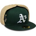 petten-plat-groen-fitted-59fifty-dogear-world-series-van-oakland-athletics-mlb-van-new-era