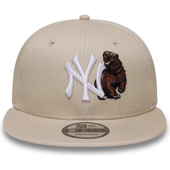 Petten plat beige snapback 9FIFTY Outdoor Icon van New York Yankees MLB van New Era