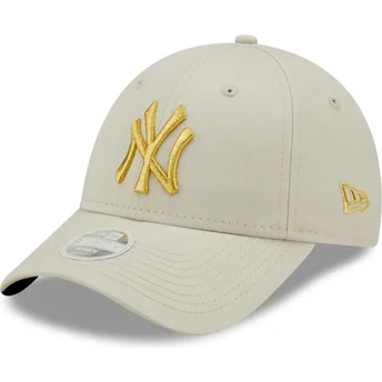 Petten gebogen beige verstelbaar dorado 9FORTY Metallic van New York Yankees MLB van New Era