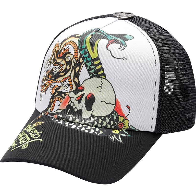 petten-gebogen-zwart-snapback-snake-and-skull-van-ed-hardy