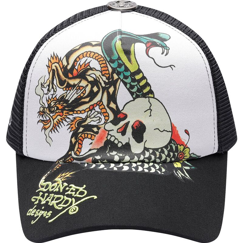 petten-gebogen-zwart-snapback-snake-and-skull-van-ed-hardy