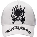 petten-gebogen-wit-snapback-gothic-skull-in-flames-van-ed-hardy