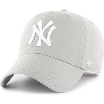 Petten gebogen grijs verstelbaar Clean Up No Loop Label van New York Yankees MLB van 47 Brand