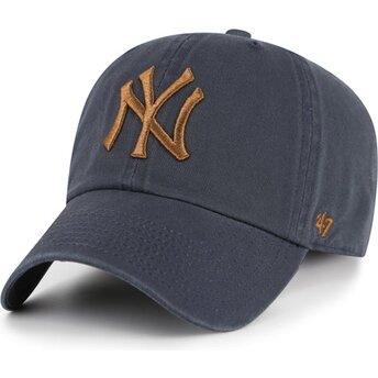 Petten gebogen grijs verstelbaar Clean Up Contrast Vintage Navy van New York Yankees MLB van 47 Brand