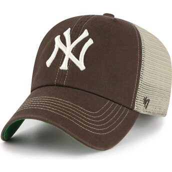 Petten gebogen bruin snapback Clean Up Trawler van New York Yankees MLB van 47 Brand
