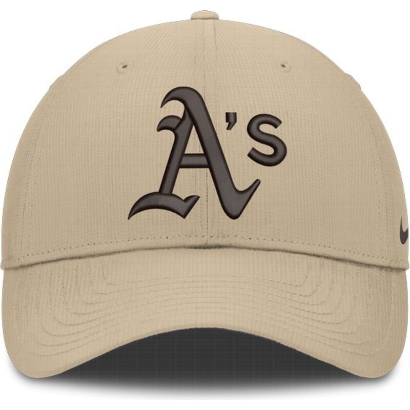 petten-gebogen-beige-verstelbaar-structured-uv-poly-ripstop-van-oakland-athletics-mlb-van-nike