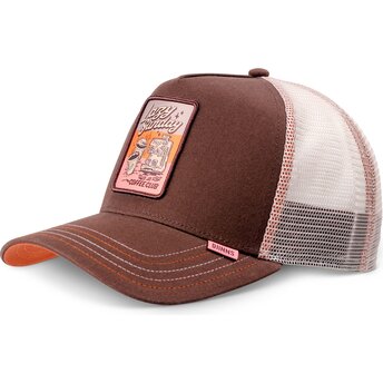 Petten gebogen bruin snapback HFT LSCC Funky Patch van Djinns
