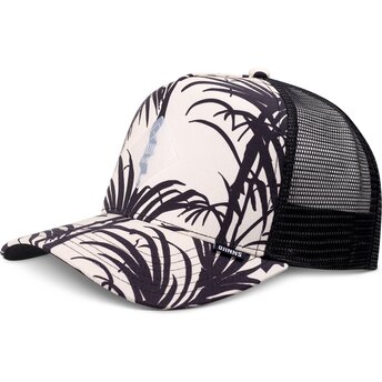 Petten gebogen zwart snapback HFT Allover Palm van Djinns