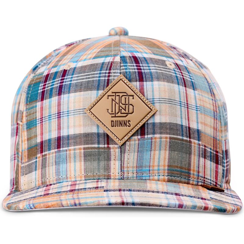 petten-plat-meerkleurig-snapback-patch-check-turquioise-van-djinns