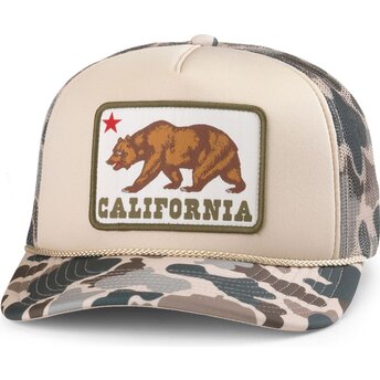 Petten gebogen camouflage snapback Mallard Foamy van California Bear van American Needle