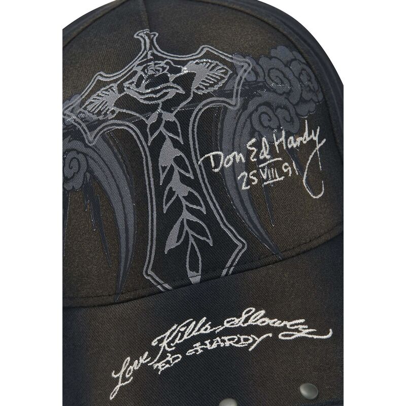 petten-gebogen-zwart-verstelbaar-storming-rose-washed-van-ed-hardy