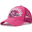 petten-gebogen-roze-snapback-flaming-gothic-skull-washed-van-ed-hardy