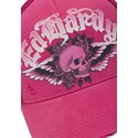 petten-gebogen-roze-snapback-flaming-gothic-skull-washed-van-ed-hardy