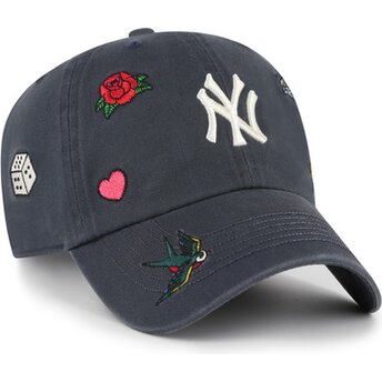 Petten gebogen marineblauw verstelbaar Clean Up Multi Scatter van New York Yankees MLB van 47 Brand