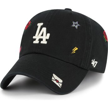 Petten gebogen zwart verstelbaar Clean Up Multi Scatter van Los Angeles Dodgers MLB van 47 Brand