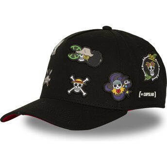 Petten gebogen zwart snapback OP8 FLA Straw Hat Pirates One Piece van Capslab