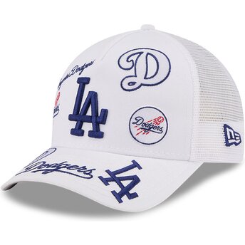 Petten gebogen wit snapback 9FORTY M-Crown A Frame All Over van Los Angeles Dodgers MLB van New Era