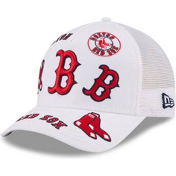 Petten gebogen wit snapback 9FORTY M-Crown A Frame All Over van Boston Red Sox MLB van New Era