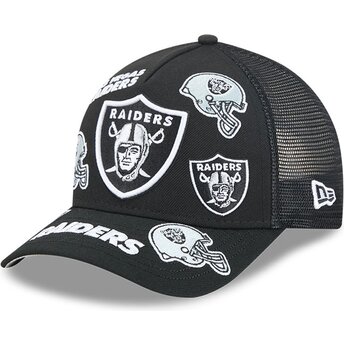 Petten gebogen zwart snapback 9FORTY M-Crown A Frame All Over van Las Vegas Raiders NFL van New Era