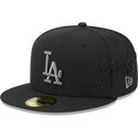 petten-plat-zwart-fitted-59fifty-side-script-van-los-angeles-dodgers-mlb-van-new-era