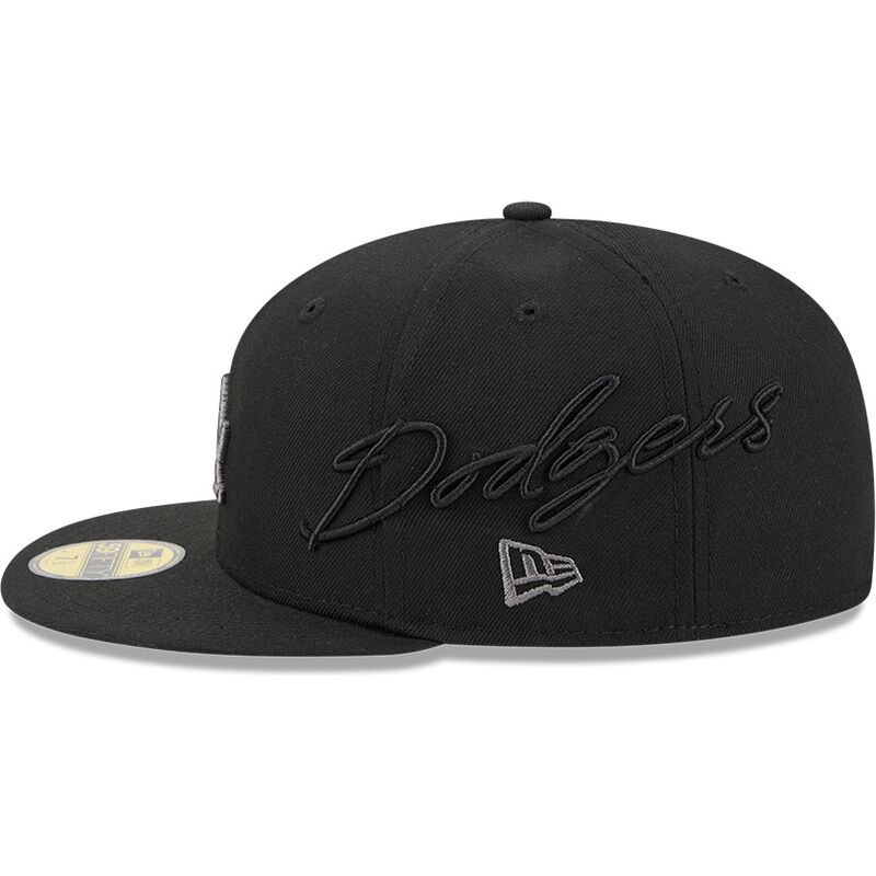 petten-plat-zwart-fitted-59fifty-side-script-van-los-angeles-dodgers-mlb-van-new-era