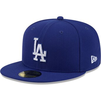 Petten plat blauw fitted 59FIFTY Rhinstone Badge van Los Angeles Dodgers MLB van New Era