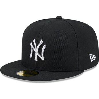 Petten plat zwart fitted 59FIFTY Rhinestone Badge van New York Yankees MLB van New Era