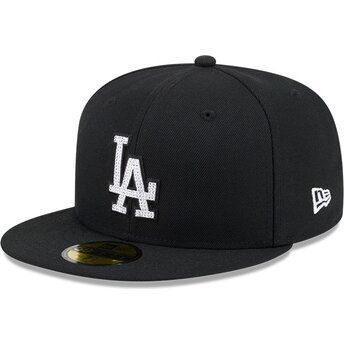 Petten plat zwart fitted 59FIFTY Rhinestone van Los Angeles Dodgers MLB van New Era