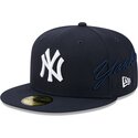 petten-plat-marineblauw-fitted-59fifty-side-script-van-new-york-yankees-mlb-van-new-era