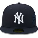 petten-plat-marineblauw-fitted-59fifty-side-script-van-new-york-yankees-mlb-van-new-era