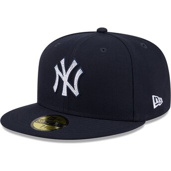 Petten plat marineblauw fitted 59FIFTY Rhinestone Badge van New York Yankees MLB van New Era