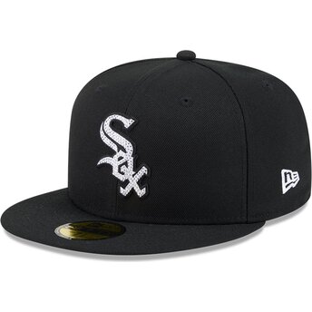 Petten plat zwart fitted 59FIFTY Rhinestone Badge van Chicago White Sox MLB van New Era